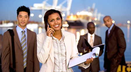 photo of business people at port.