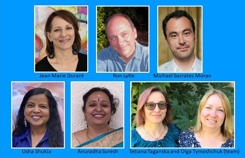 the 2020 alameda county arts awards recipients: jean marie durant, ron lytle, michael socrates moran, usha shukla, anuradha suresh, tetiana taganska, and olga tymoshchuk