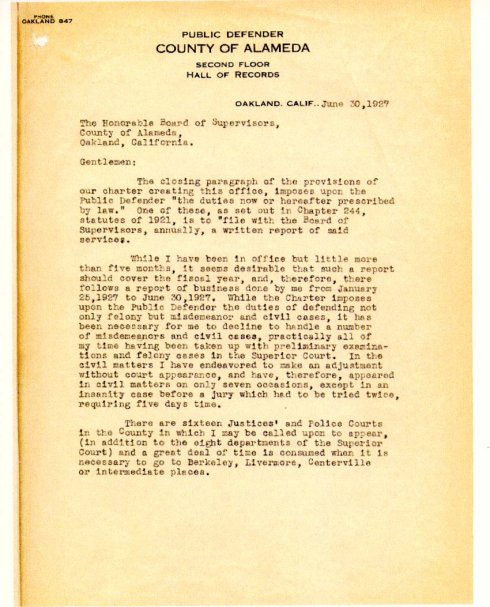 Public Defender Charter Document 1927