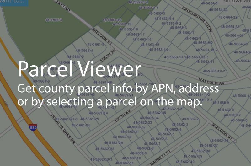 Photo parcel map. Caption: Get county parcel info by APN, address or by selecting a parcel on the map.