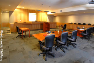 Photo of a Juvenile Justice Center courtroom.