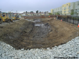 Photo of Lion Creek corridor during construction.