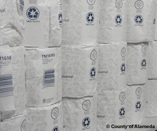 Photo of stack of toilet paper.