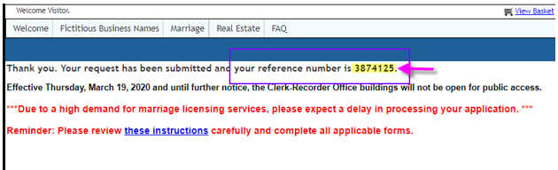 Image of a web page with the reference number highlighted
