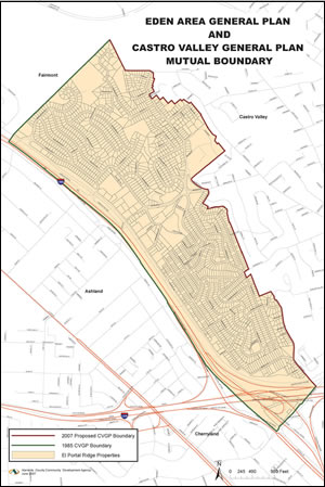 Photo of map depicting the Eden Area and Castro Valley General Plans.