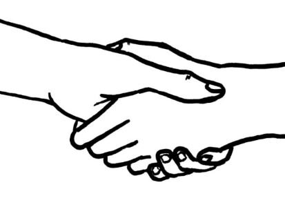line drawing of shaking hands