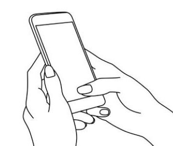 line drawing of hands and cell phone