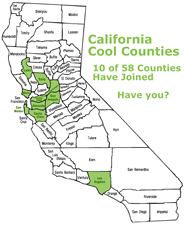 Picture of California map with counties that have joined the initiative colored green.