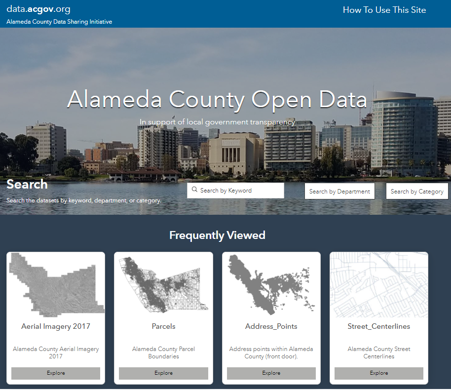 Screenshot of data.acgov.org homepage