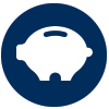 icon: blue circle with white piggy bank jar