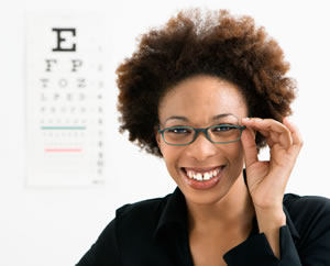 woman and eye chart