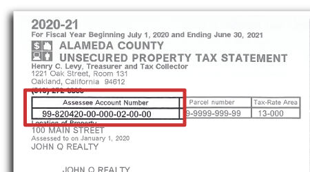 Image of property tax bill showing location of the parcel and tracer numbers.