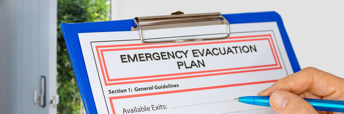 Photograph of an emergency evacuation plan.