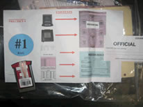 Photo shows contents of the red bag.
