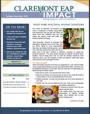 Impact newsletter page
